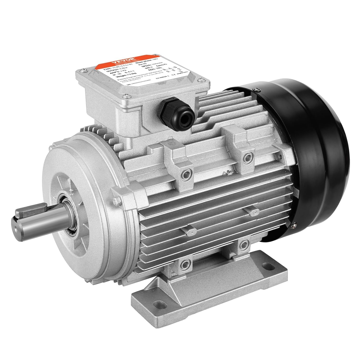 VEVOR Elektrische motor, 2,2 kW, eenfasige luchtcompressormotor, 2800 omw/min, AC 220-240 V, 13,8 A, frame 90L, B3, 24 mm sleutelas, CW/CCW rotatie voor landbouwmachines en apparatuur