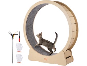 VEVOR Oefenwiel voor katten, 1320 mm, groot loopwiel voor katten, met afneembare loopband, teaser voor katten om te hardlopen, wandelen, training, geschikt voor de meeste katten