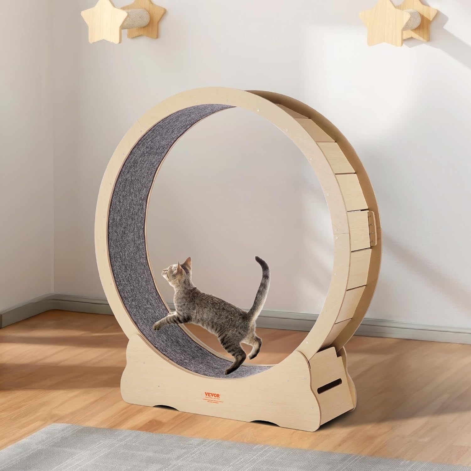 VEVOR Oefenwiel voor katten, 1320 mm, groot loopwiel voor katten, met afneembare loopband, teaser voor katten om te hardlopen, wandelen, training, geschikt voor de meeste katten
