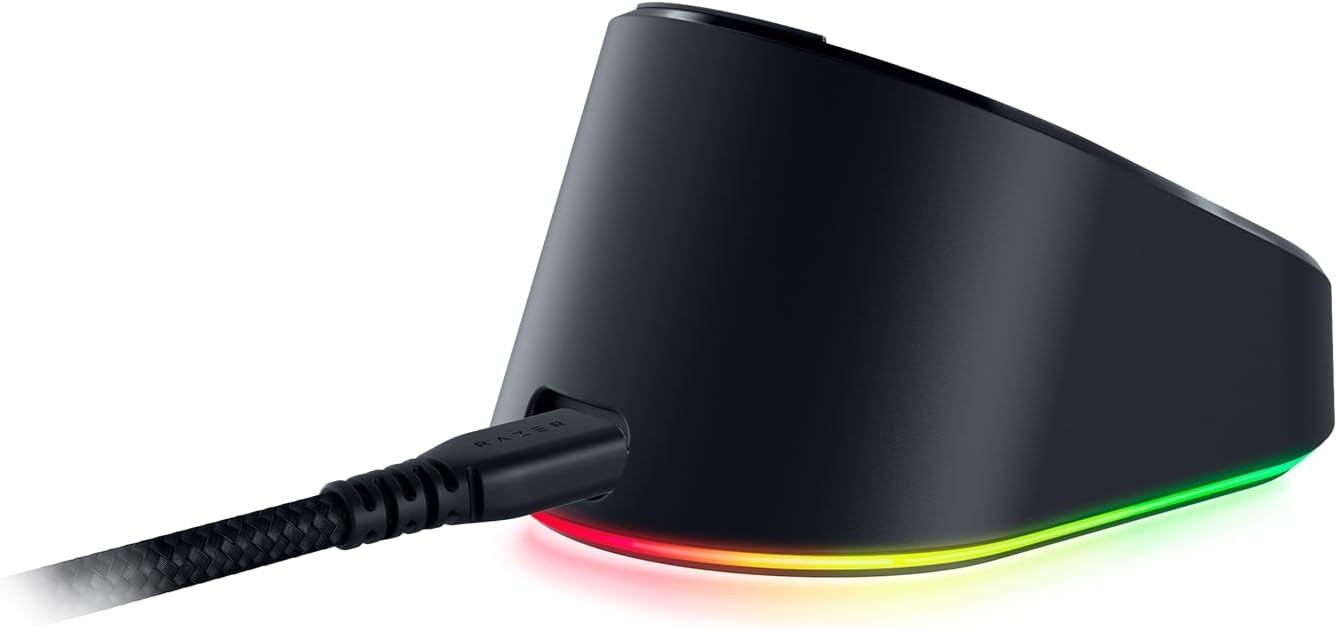 Razer Mouse Dock Pro & Charging Puck - Magnetisch draadloos oplaadstation en oplaadmodule voor compatibele muizen (magnetisch dock met laadstatus RGB-verlichting, antislip gekko-voeten, oplaadpuck)