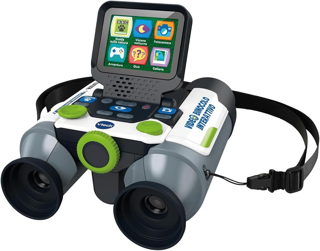 VTech Interactieve video, verrekijker voor kinderen met 6 spelmodi, lcd-kleurenscherm, meer dan 700 geïntegreerde BBC-inhoud, nachtzicht, Italiaanse taal, batterijen inbegrepen, 5-12 jaar