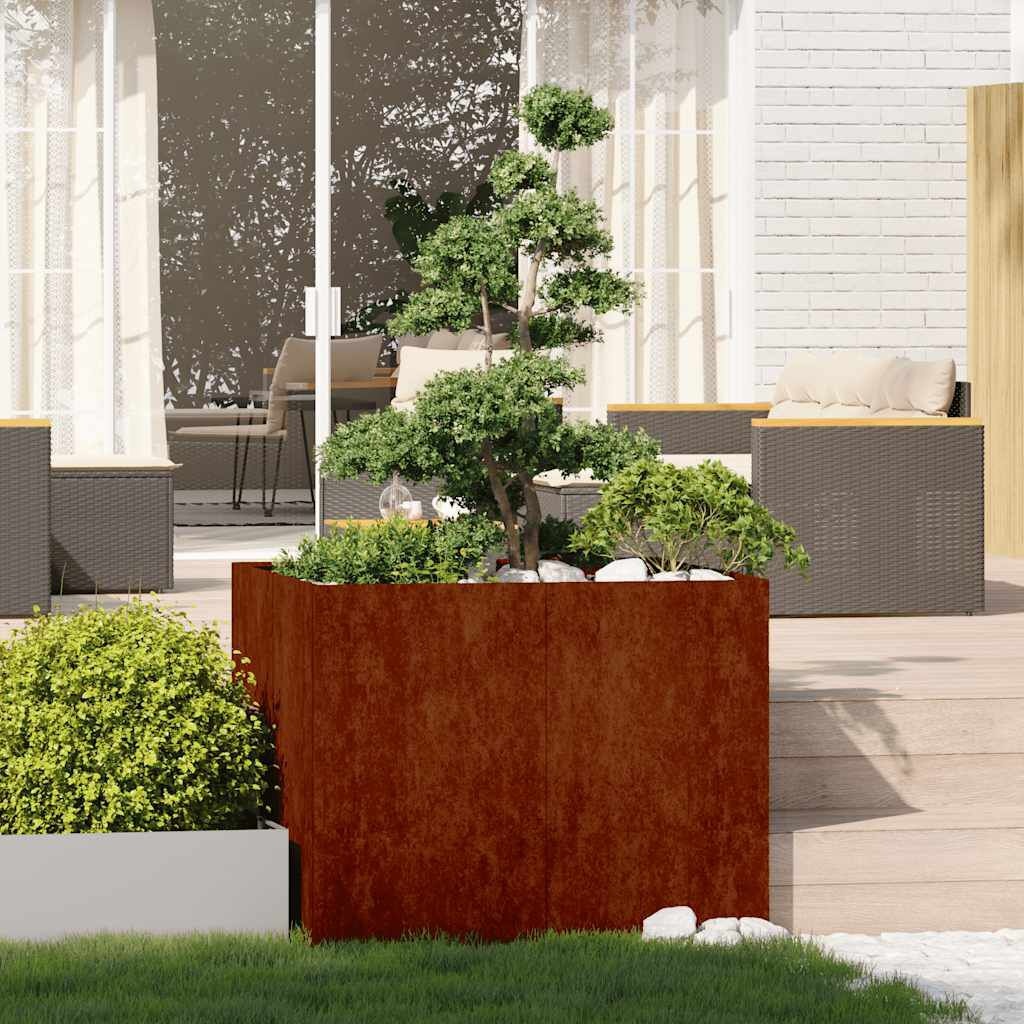 vidaXL Plantenbak roestig 100x100x80 cm weervast staal