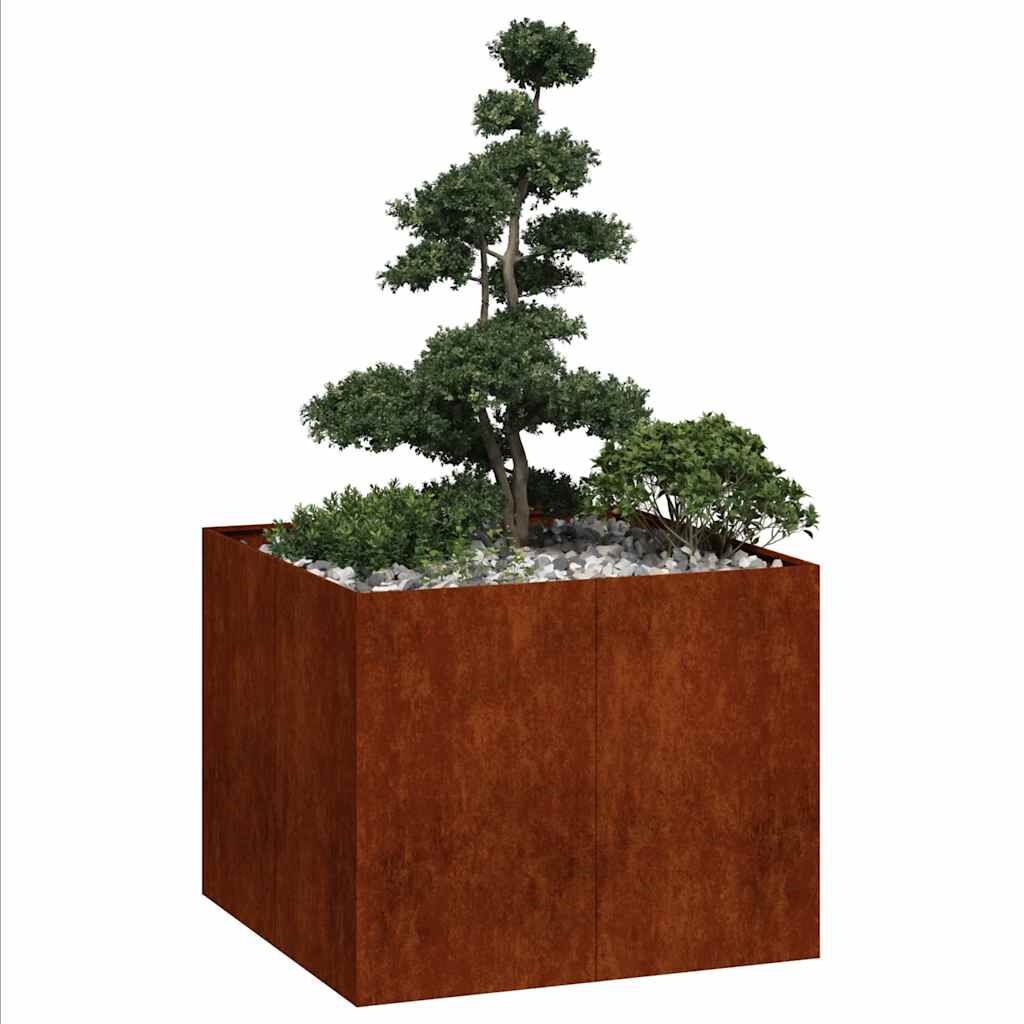 Plantenbak van Weervast Staal - 100x100x80 cm - Roestig - 35% Korting
