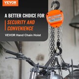 VEVOR Manual Chain Hoist 1T Pull Chain with Block Hook 360° Lifting Height 5.6m Alloy Steel G80 Chain Guide with Double Ratchet Brake for Garages