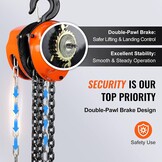 VEVOR Manual Chain Hoist 1T Pull Chain with Block Hook 360° Lifting Height 5.6m Alloy Steel G80 Chain Guide with Double Ratchet Brake for Garages