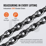 VEVOR Manual Chain Hoist 1T Pull Chain with Block Hook 360° Lifting Height 5.6m Alloy Steel G80 Chain Guide with Double Ratchet Brake for Garages