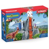 Schleich 42564 DINOSAURS Grote vulkaanexpeditie, dinosaurus-speelgoedset incl. vulkaan met LED-licht & uitbarstfunctie, onderzoeksfiguur & 2 dinosaurusfiguren, aanbevolen leeftijd: 5-12 jaar