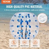 VEVOR Opblaasbare Bump Bal Bumper Bumper Bumper 1 st. 1,2 m x 1,03 m, Menselijke botsingsbal, PVC-lichaams-blaas-bouncebal voor buitenactiviteiten, transparant + blauwe stippen opblaasbare bumper bal