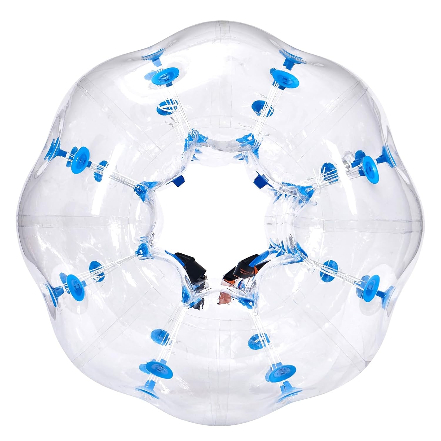 VEVOR Opblaasbare Bump Bal Bumper Bumper Bumper 1 st. 1,2 m x 1,03 m, Menselijke botsingsbal, PVC-lichaams-blaas-bouncebal voor buitenactiviteiten, transparant + blauwe stippen opblaasbare bumper bal