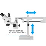 VEVOR 3.5X-90X Simul-Focal Stereo Microscope 360°Swiveling Trinocular Stereo Microscope with Dual Arm Boom