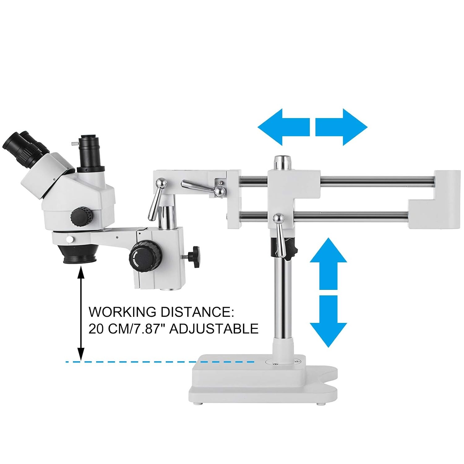 VEVOR 3.5X-90X Simul-Focal Stereo Microscope 360°Swiveling Trinocular Stereo Microscope with Dual Arm Boom