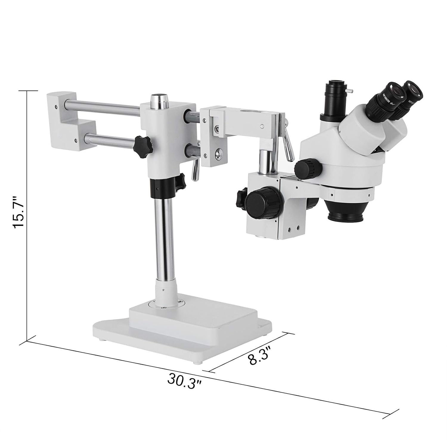 VEVOR 3.5X-90X Simul-Focal Stereo Microscope 360°Swiveling Trinocular Stereo Microscope with Dual Arm Boom