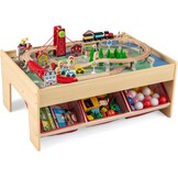 FANTASK Houten Activiteitentafel 92x64 cm met 94 Accessoires - Natuurlijk