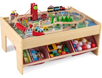 FANTASK Houten Activiteitentafel 92x64 cm met 94 Accessoires - Natuurlijk