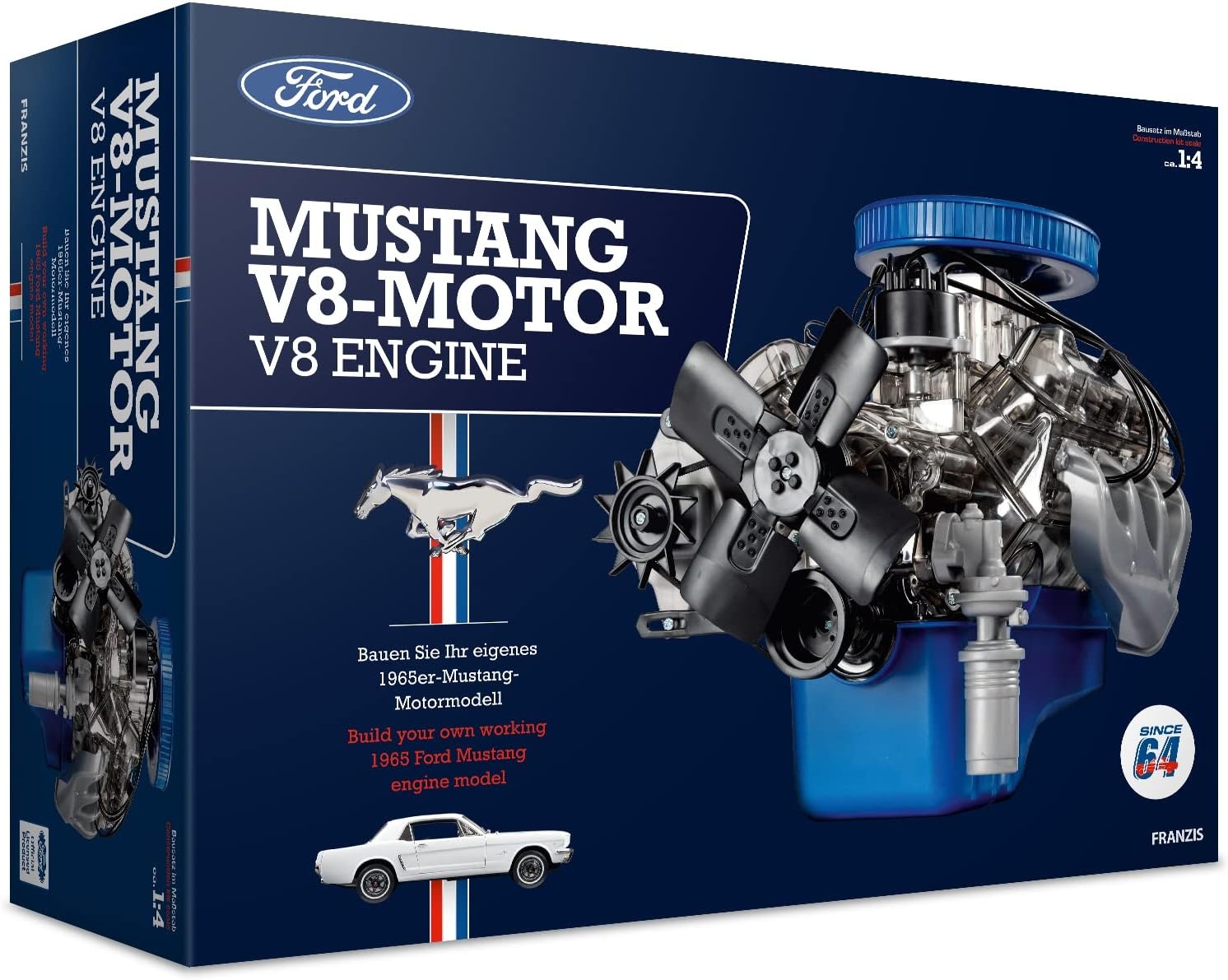 Franzis Ford Mustang V8 1965 Motormodel Bouwset - Transparant - Schaal 1:4