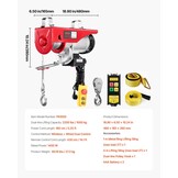 VEVOR Elektrische hendel, dubbele kabel, max. belasting 1000 kg, kabelafstandsbediening 4,2 m, hoogte enkele kabel 12 m, katrol noodstop, krik voor garage, magazijn, fabriek