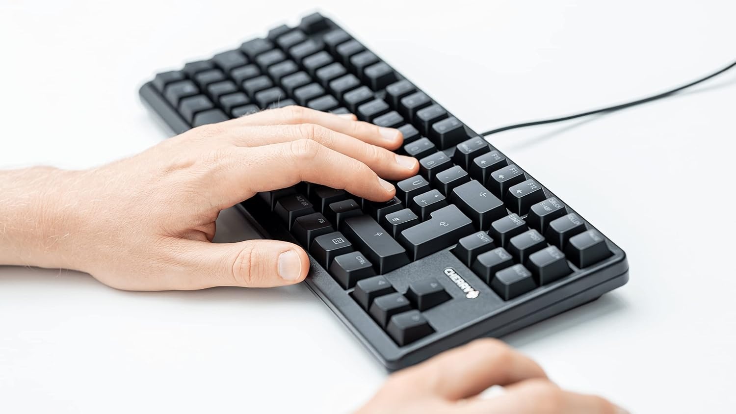 CHERRY G80-3000N RGB TKL, internationale lay-out, AZERTY-toetsenbord, bedraad toetsenbord, mechanisch gaming-toetsenbord, CHERRY MX SILENT RED SWITCHES, zwart