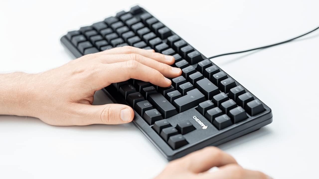 CHERRY G80-3000N RGB TKL, internationale lay-out, AZERTY-toetsenbord, bedraad toetsenbord, mechanisch gaming-toetsenbord, CHERRY MX SILENT RED SWITCHES, zwart