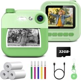 GREENKINDER Instant Camera voor Kinderen - Groen - 2.4 Inch - 32GB SD Kaart