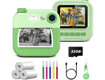 GREENKINDER Instant Camera voor Kinderen - Groen - 2.4 Inch - 32GB SD Kaart
