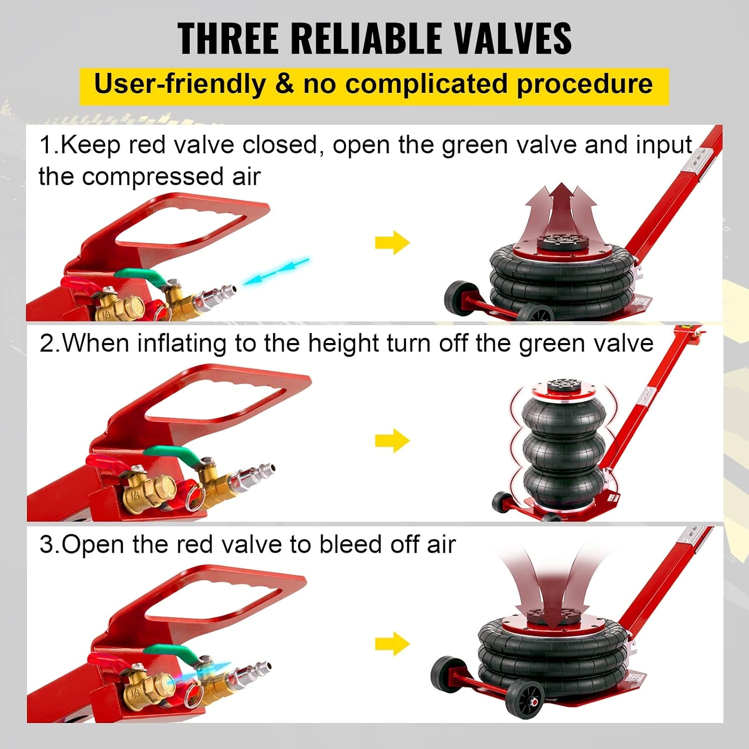 VEVOR Air Jack - Pneumatische Krik 3 Ton - Rood - Hefhoogte 14-45 cm