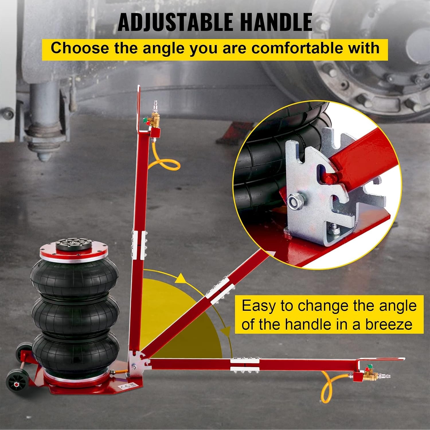 VEVOR Air Jack - Pneumatische Krik 3 Ton - Rood - Hefhoogte 14-45 cm