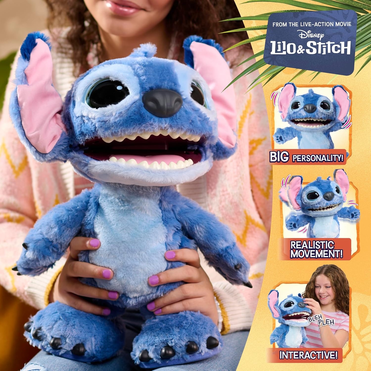 Disney Ultimate Stitch Interactieve Pluche Knuffel 43 cm - Blauw
