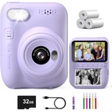 Gofunly Instant camera voor kinderen, 3,0 inch scherm, kindercamera, onmiddellijke camera met 32 GB kaart en printpapier, 14 MP/1080P camera voor kinderen, onmiddellijke druk, cadeau voor 3-12 jaar