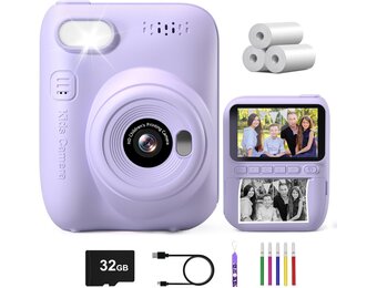 Gofunly Instant camera voor kinderen, 3,0 inch scherm, kindercamera, onmiddellijke camera met 32 GB kaart en printpapier, 14 MP/1080P camera voor kinderen, onmiddellijke druk, cadeau voor 3-12 jaar