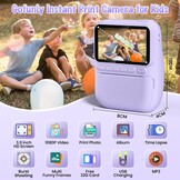 Gofunly Instant camera voor kinderen, 3,0 inch scherm, kindercamera, onmiddellijke camera met 32 GB kaart en printpapier, 14 MP/1080P camera voor kinderen, onmiddellijke druk, cadeau voor 3-12 jaar