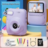 Gofunly Instant camera voor kinderen, 3,0 inch scherm, kindercamera, onmiddellijke camera met 32 GB kaart en printpapier, 14 MP/1080P camera voor kinderen, onmiddellijke druk, cadeau voor 3-12 jaar