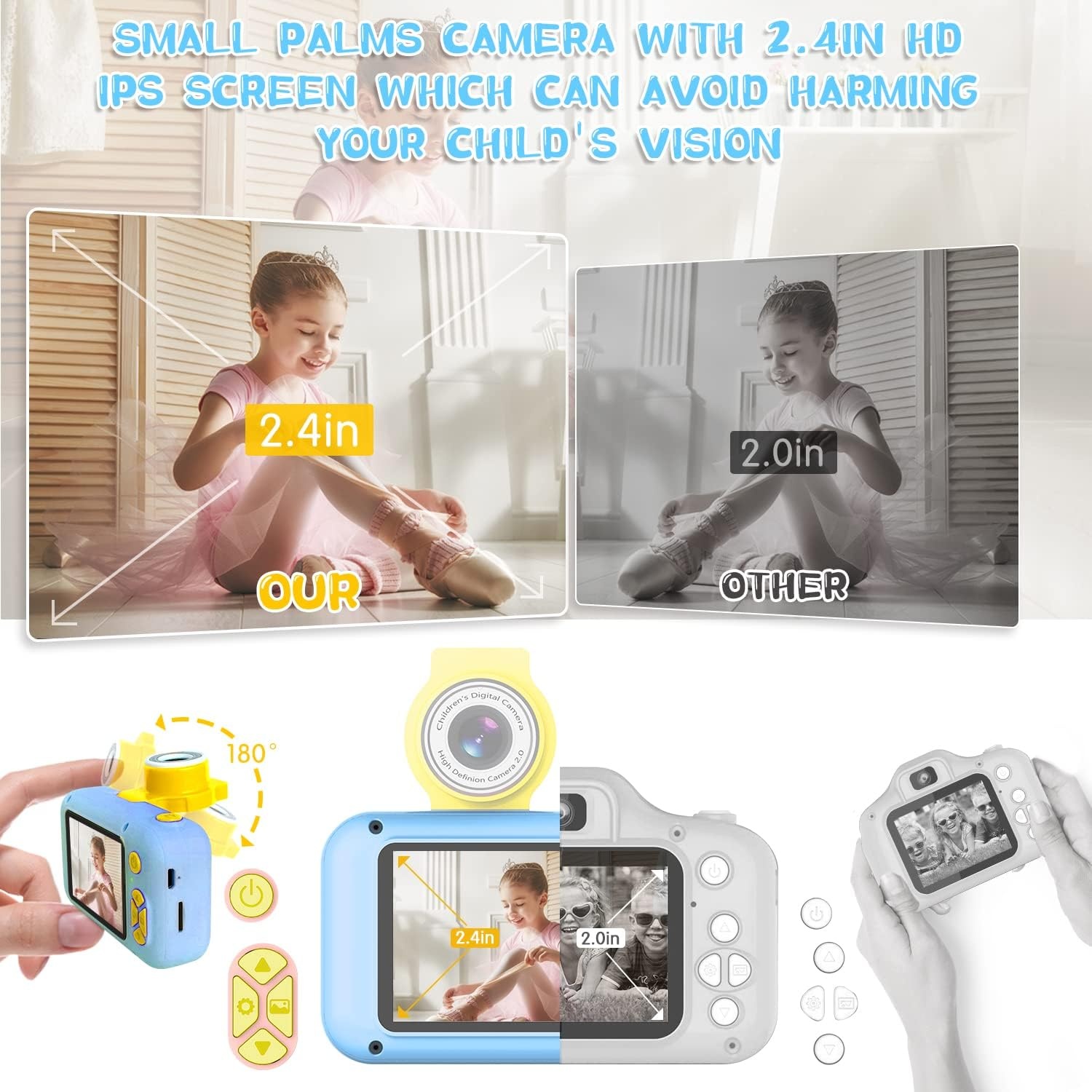 ARNSSIEN Kids Camera with 180° Rotating Lens & 1080P HD,2.4" Large Screen | Kids Digital Camera for Boys and Girls 3-12 Years,Pictures/Videos,Kids Photo Camera Birthday Gift,X101