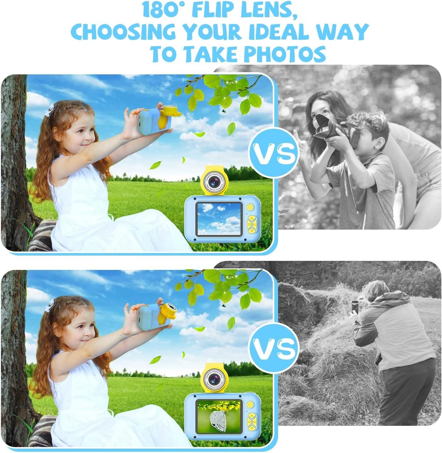 ARNSSIEN Kids Camera with 180° Rotating Lens & 1080P HD,2.4" Large Screen | Kids Digital Camera for Boys and Girls 3-12 Years,Pictures/Videos,Kids Photo Camera Birthday Gift,X101