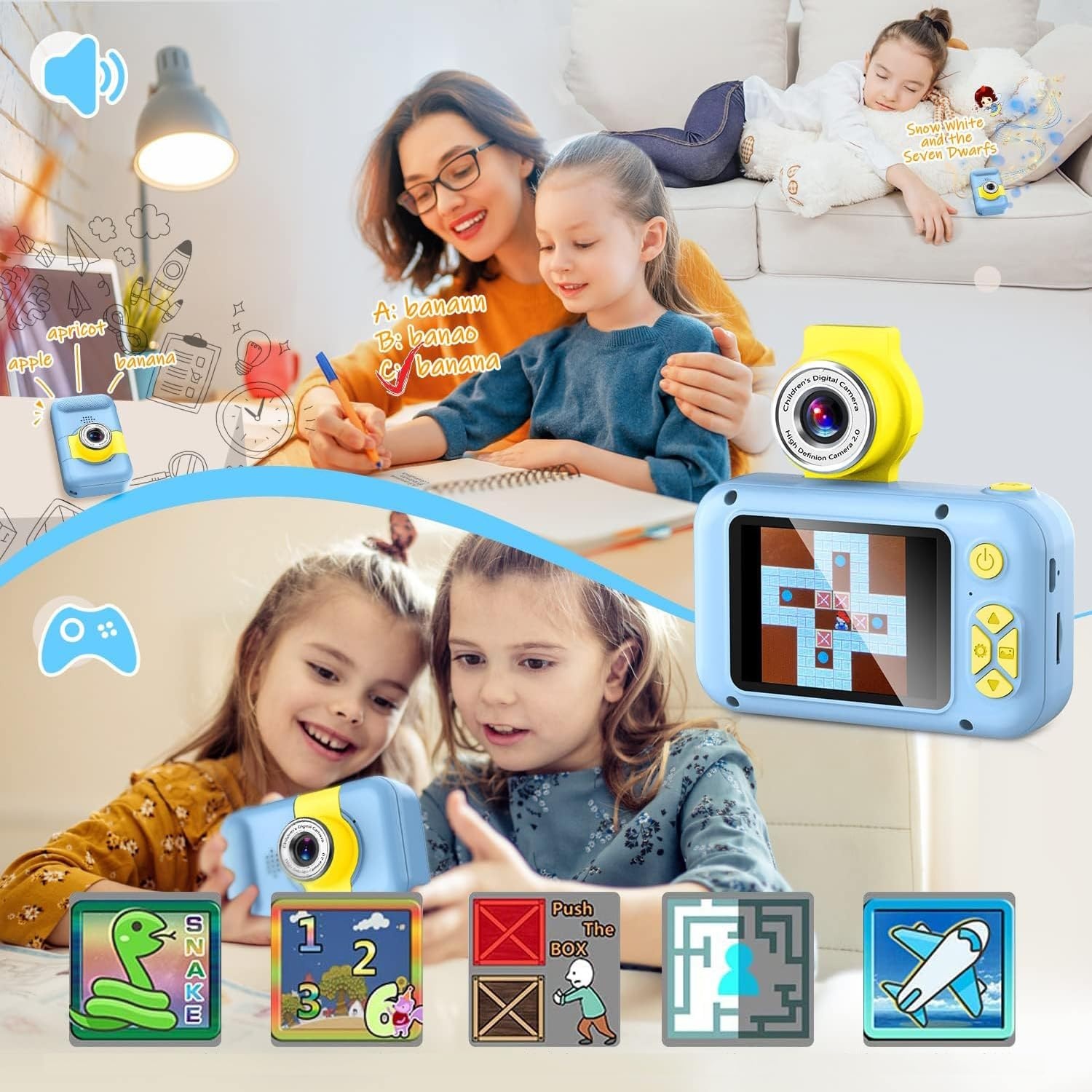 ARNSSIEN Kids Camera with 180° Rotating Lens & 1080P HD,2.4" Large Screen | Kids Digital Camera for Boys and Girls 3-12 Years,Pictures/Videos,Kids Photo Camera Birthday Gift,X101