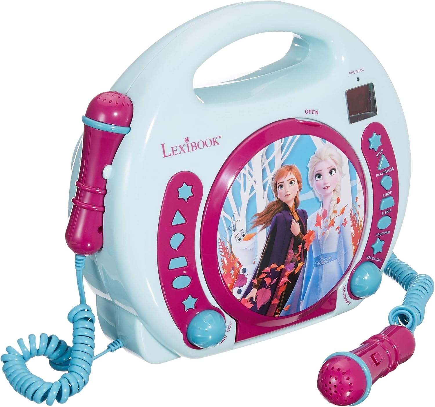 Lexibook, Frozen, draagbare CD-speler met microfoons, muziekspeler, herhalen en programmeren, karaoke, hoofdtelefoonaansluiting, blauw/paars, RCDK100FZ
