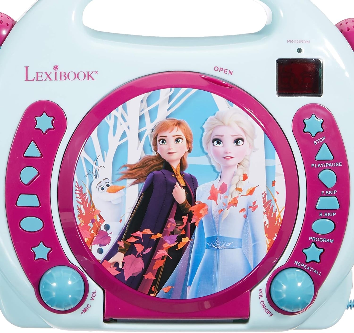 Lexibook, Frozen, draagbare CD-speler met microfoons, muziekspeler, herhalen en programmeren, karaoke, hoofdtelefoonaansluiting, blauw/paars, RCDK100FZ
