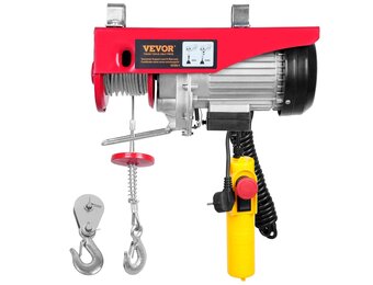 VEVOR Elektrische lier 300 kg tot 600 kg hefhoogte 12 m kabel motorlier 1150 W koperen motor katrol 10 m/min hefsnelheid lift met kabelafstandsbediening kabellift kettingtakel