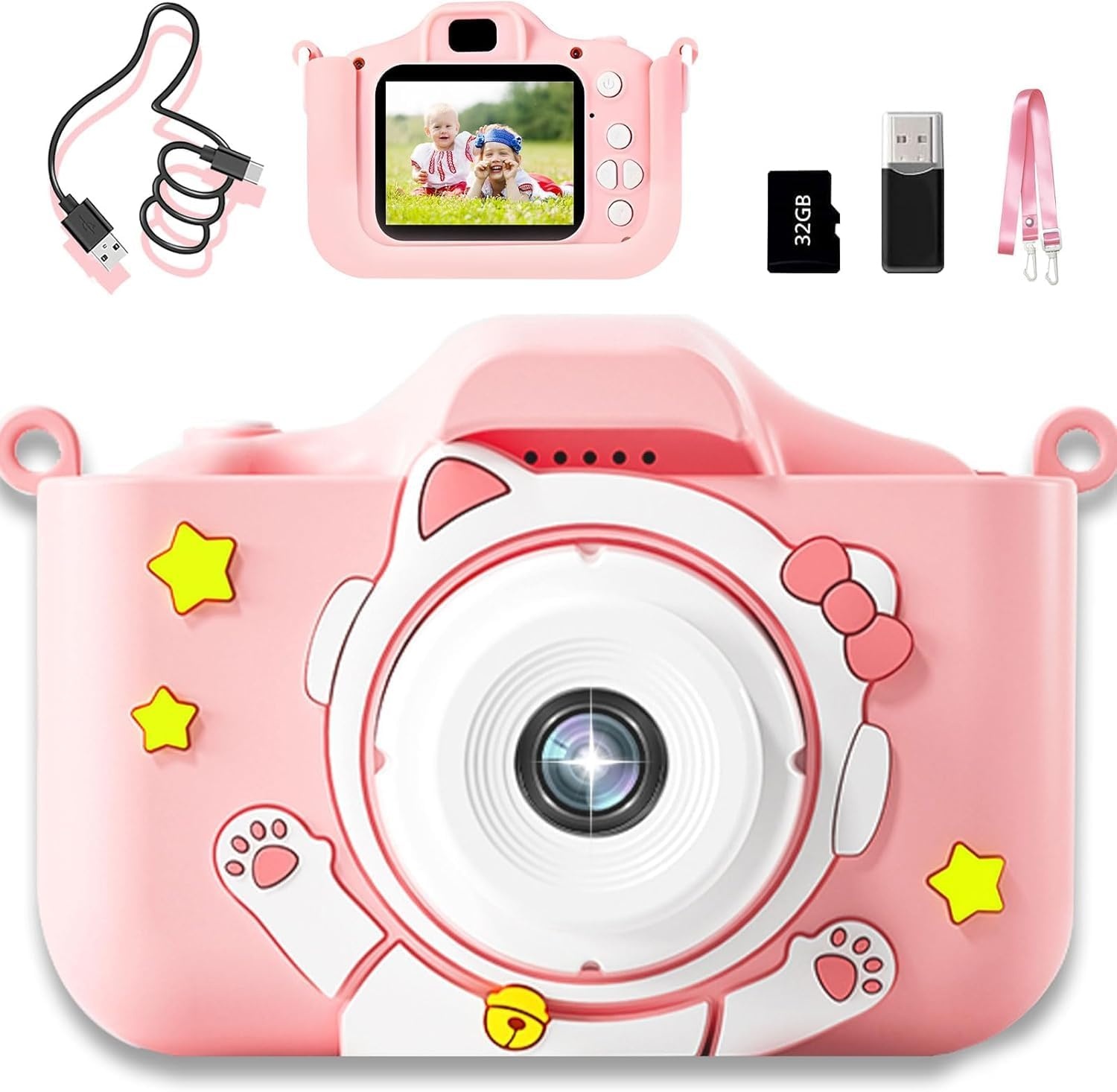 Kindercamera met 48MP Dual Lens, 1080P Video en 32GB SD-kaart