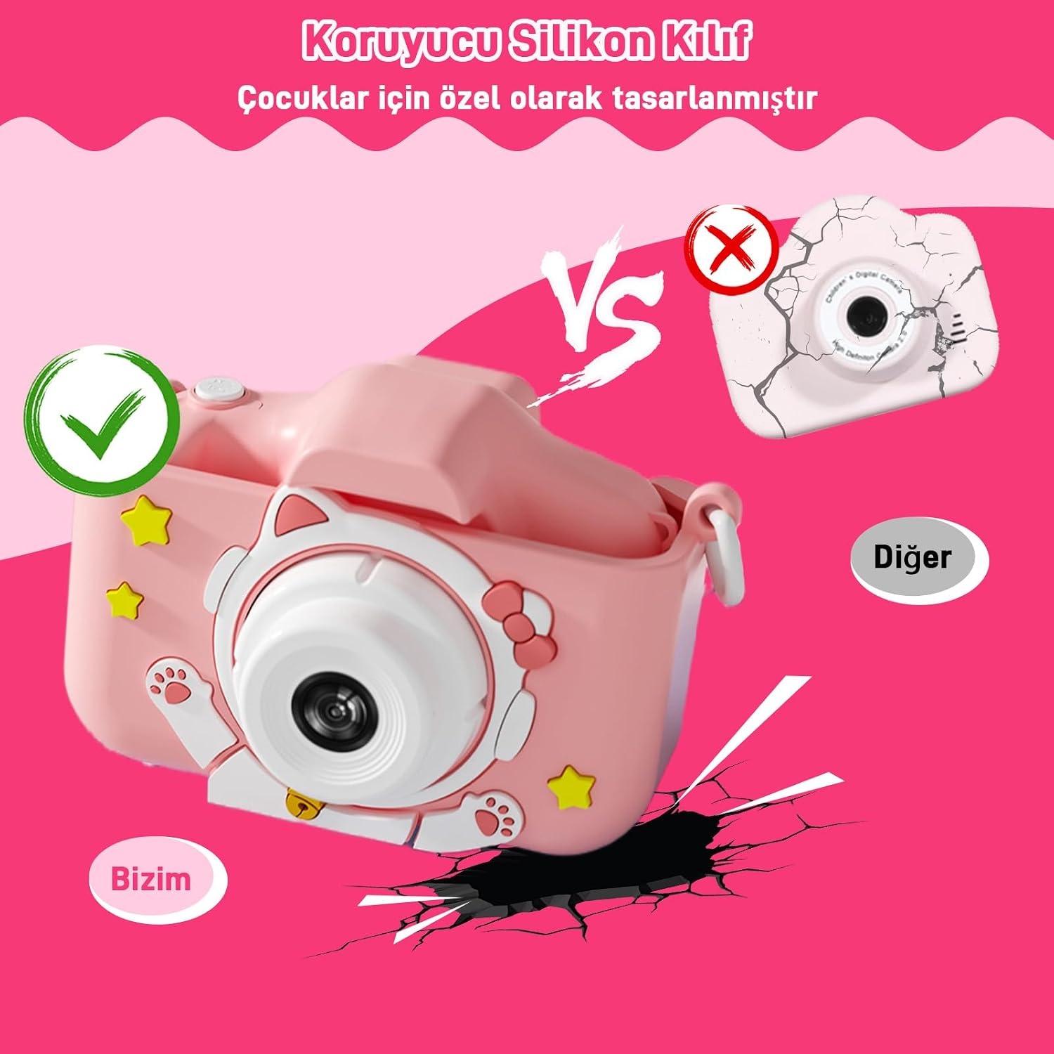 Kindercamera met 48MP Dual Lens, 1080P Video en 32GB SD-kaart