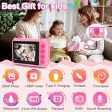 GKTZ Waterdichte Actiecamera voor Kinderen - 12MP - 1080P - Inclusief 32GB SD-kaart - Roze