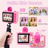 GKTZ Waterdichte Actiecamera voor Kinderen - 12MP - 1080P - Inclusief 32GB SD-kaart - Roze