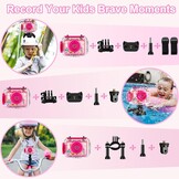 GKTZ Waterdichte Actiecamera voor Kinderen - 12MP - 1080P - Inclusief 32GB SD-kaart - Roze