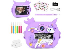 Kindercamera met Printer Lila - 1080p Video & 32GB SD-kaart - 55% Korting