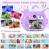 GuKKK Kindercamera met Directe Printfunctie - Lila - Inclusief 32GB SD-kaart en Accessoires