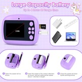GuKKK Kindercamera met Directe Printfunctie - Lila - Inclusief 32GB SD-kaart en Accessoires