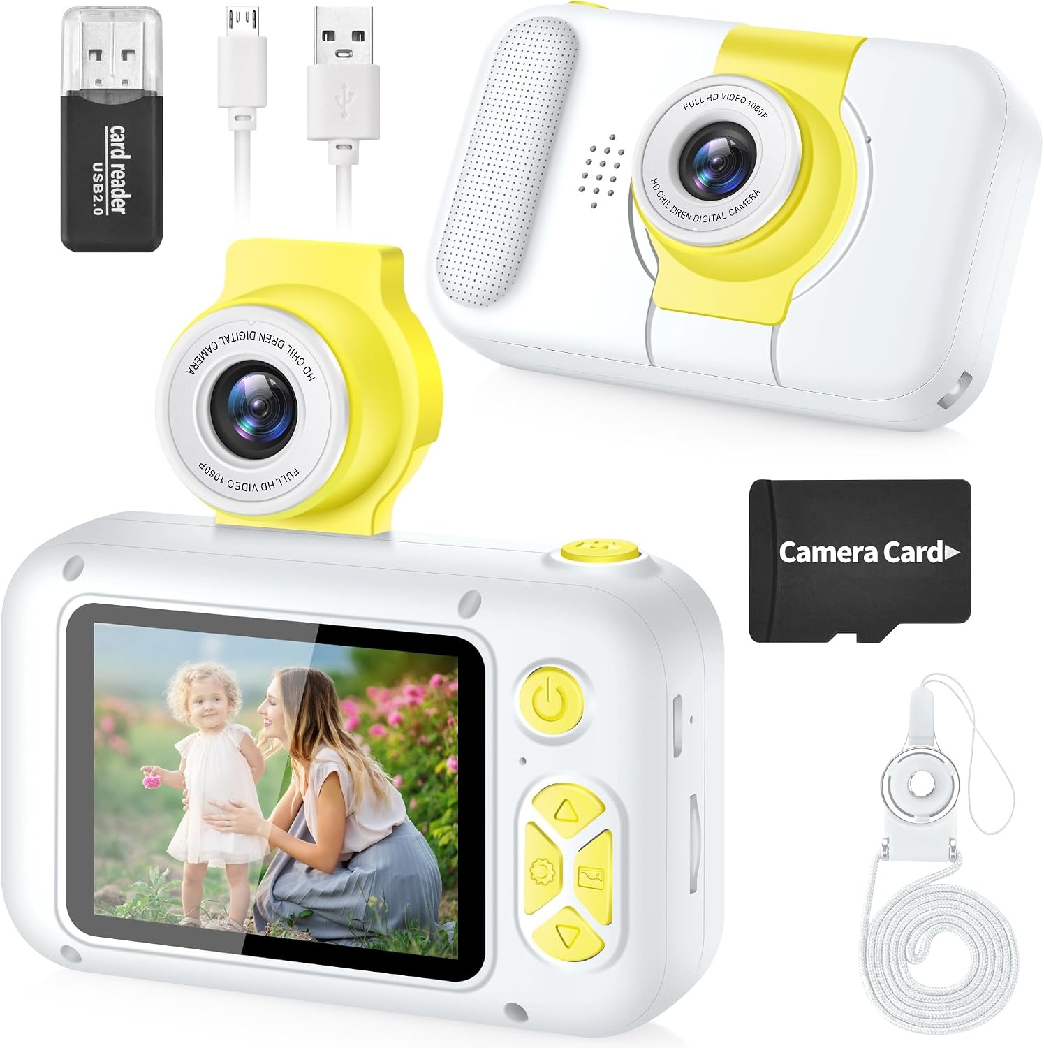 ARNSSIEN Roze Kinderen Camera met 180° Draaibare Lens en 2.4 Inch Scherm