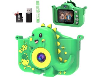 Kindercamera, 1080p HD-scherm, fototoestel voor kinderen met 32 GB TF-kaart, USB-kaartlezer, selfie, digitale camera, voor jongens en meisjes, kerstspeelgoed van 3-12 jaar