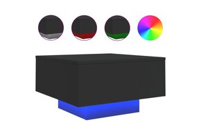 Salontafel met LED-verlichting 55x55x31 cm Zwart - 34% Korting