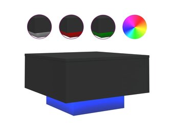 vidaXL Salontafel met LED-verlichting 55x55x31 cm zwart