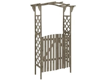 vidaXL Pergola met poort 116x40x204 cm massief vurenhout grijs
